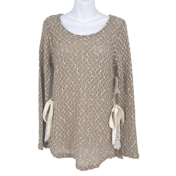 ALTAR’D STATE || Loose Knit Lace Sweater w/ Side Ties - SZ Small *NWOT* - Picture 2 of 9